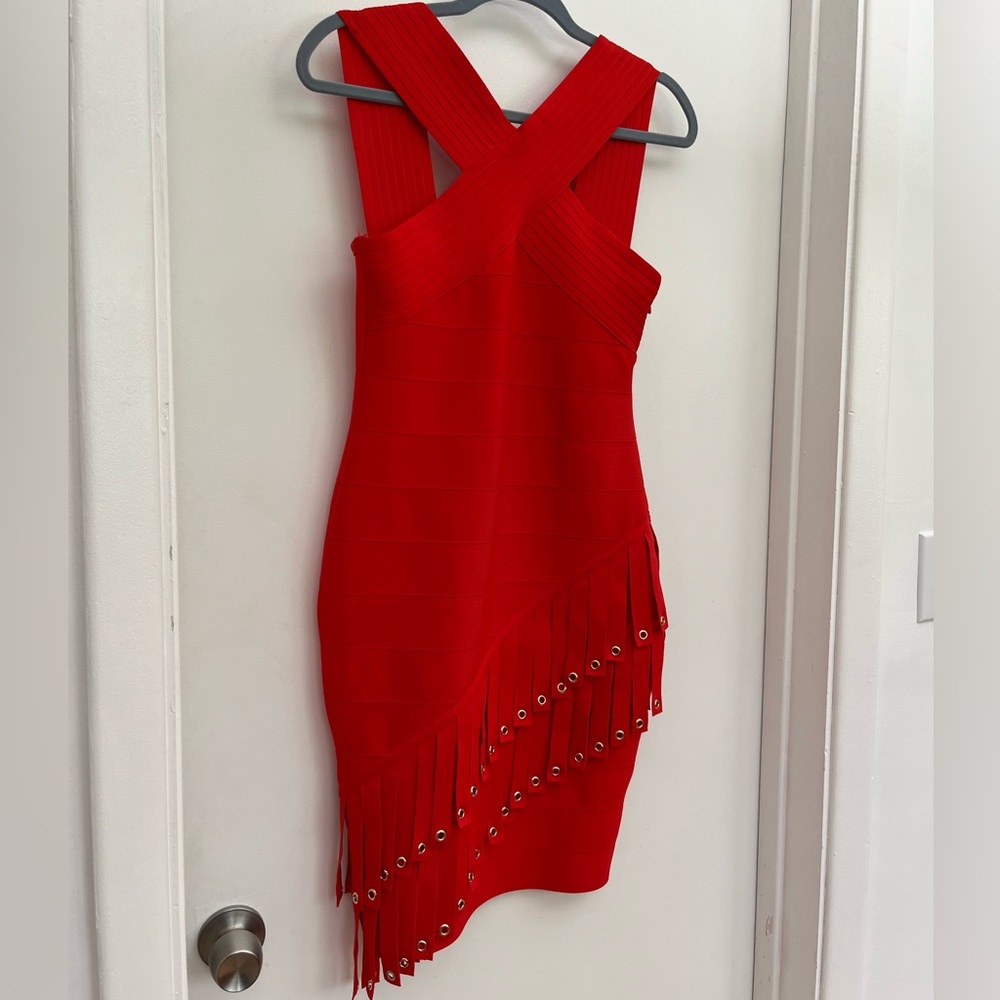 Karen Millen Vibrant Red Fringe Dress